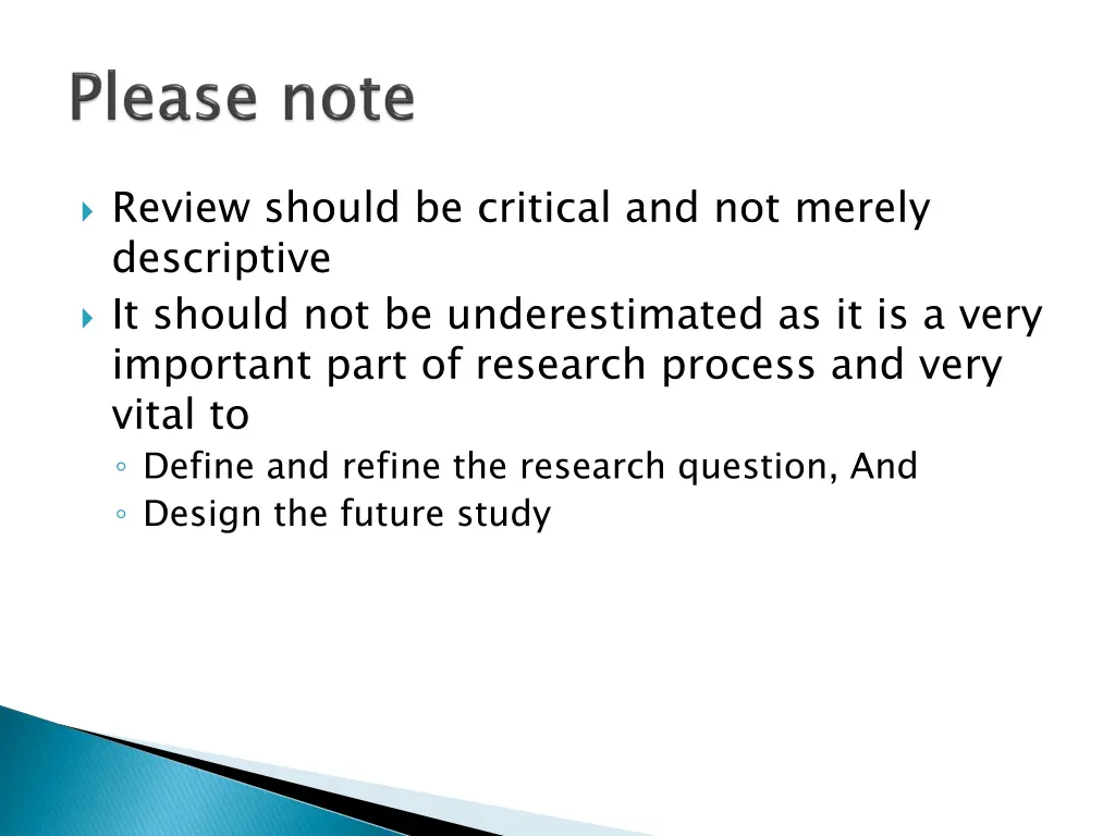 review should be critical and not merely