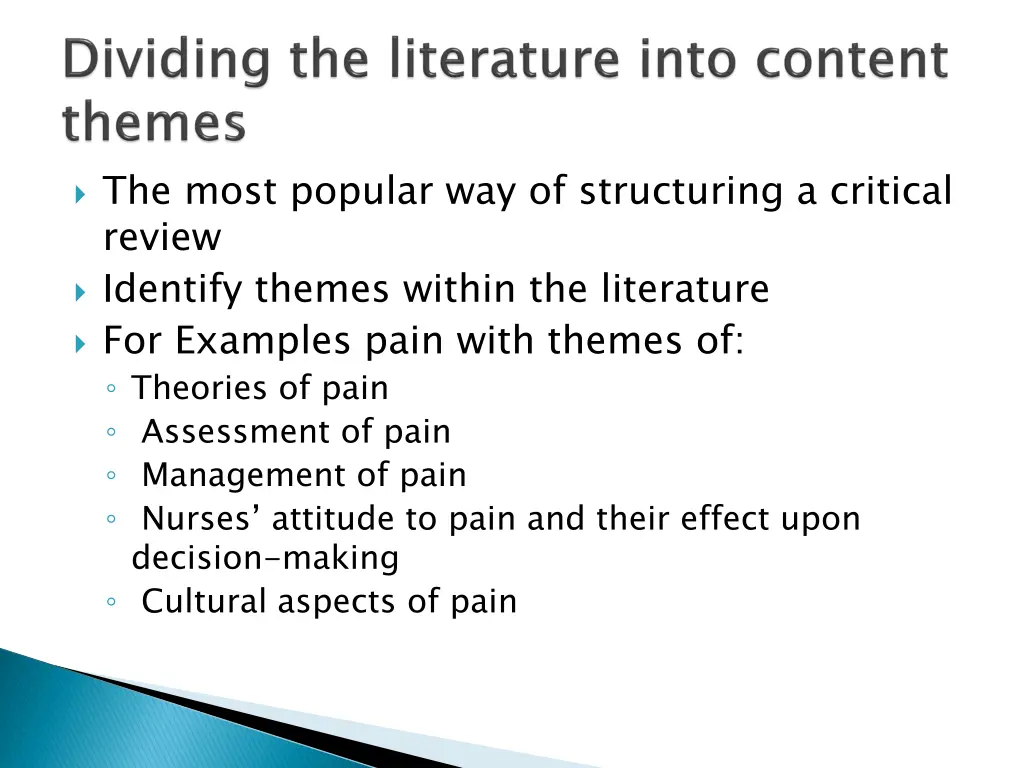 the most popular way of structuring a critical