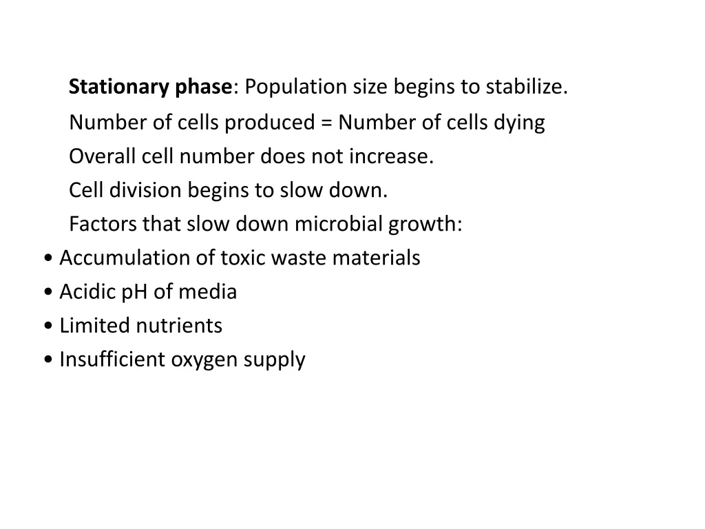 stationary phase population size begins