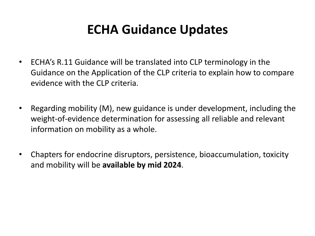 echa guidance updates