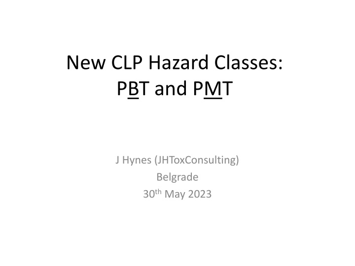 new clp hazard classes pbt and pmt