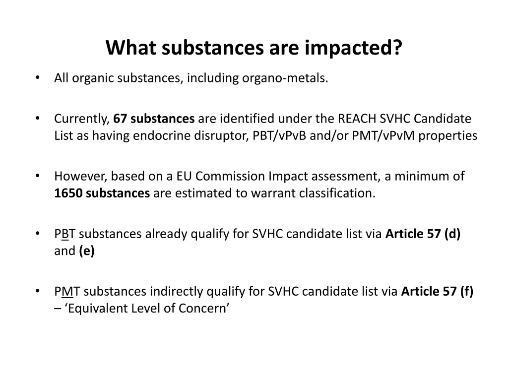 what substances are impacted