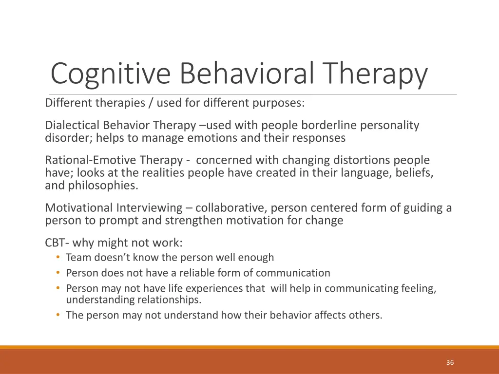 cognitive behavioral therapy different therapies