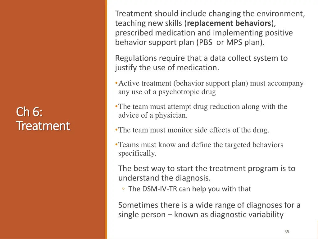 treatment should include changing the environment