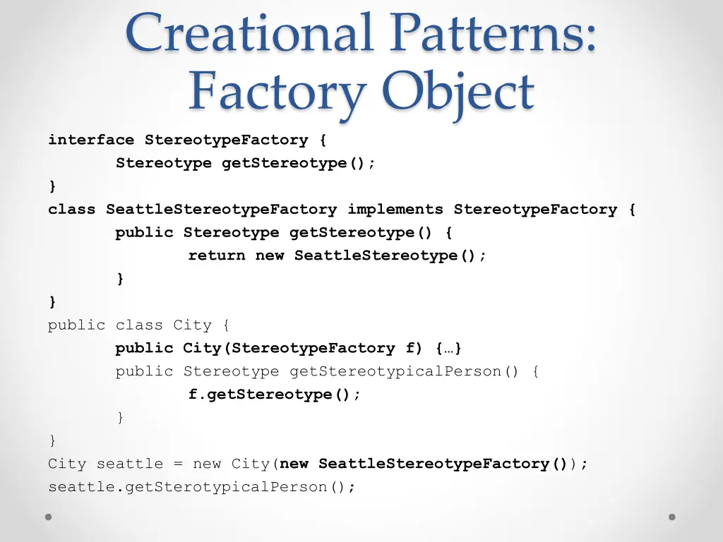 creational patterns factory object interface