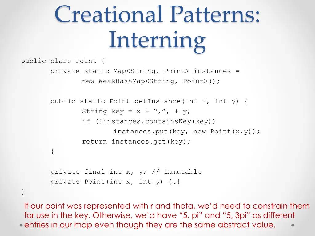 creational patterns interning public class point 1