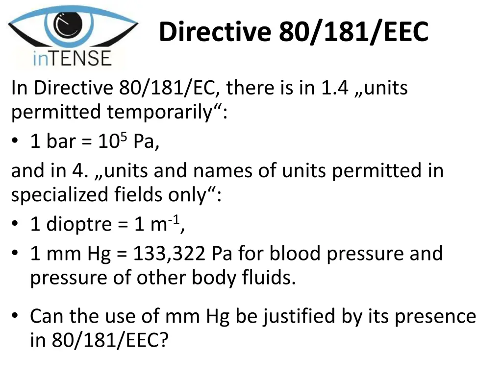 directive 80 181 eec
