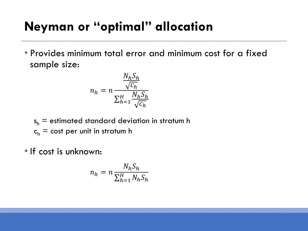 neyman or optimal allocation
