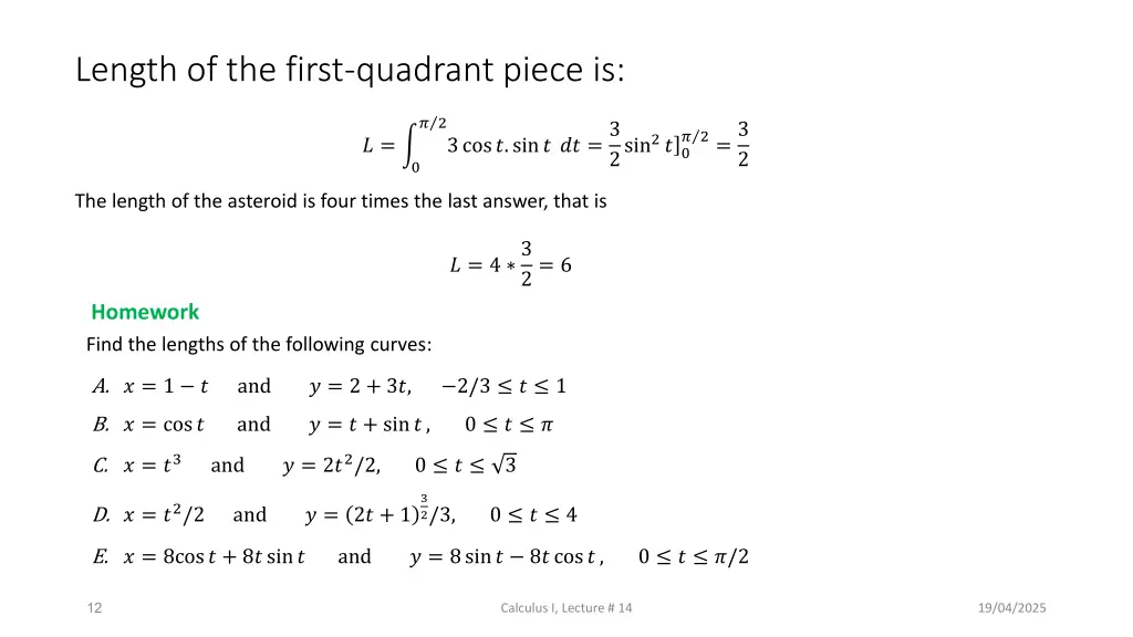 length of the first quadrant piece is