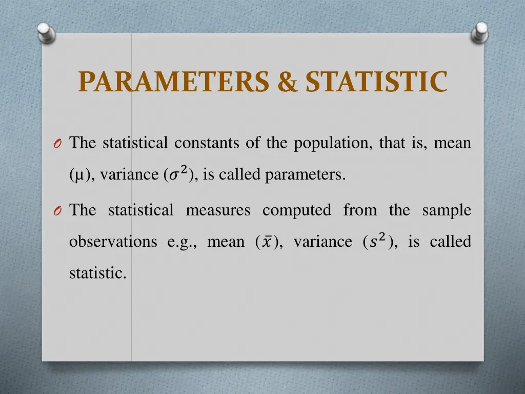 parameters statistic