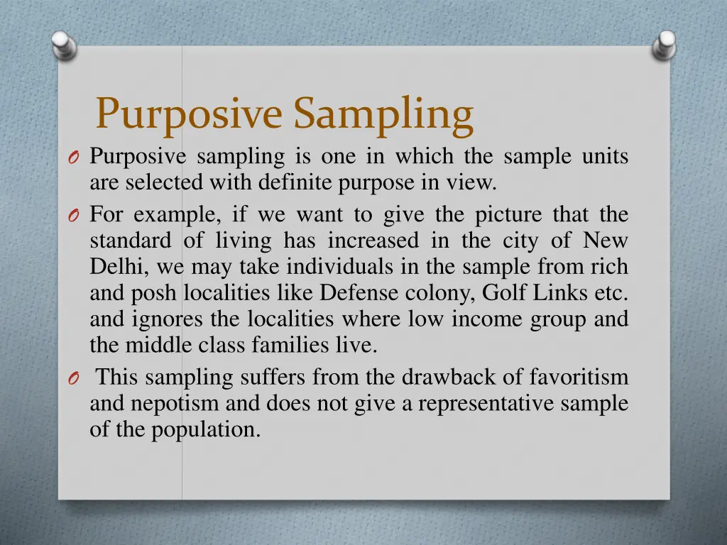 purposive sampling o purposive sampling