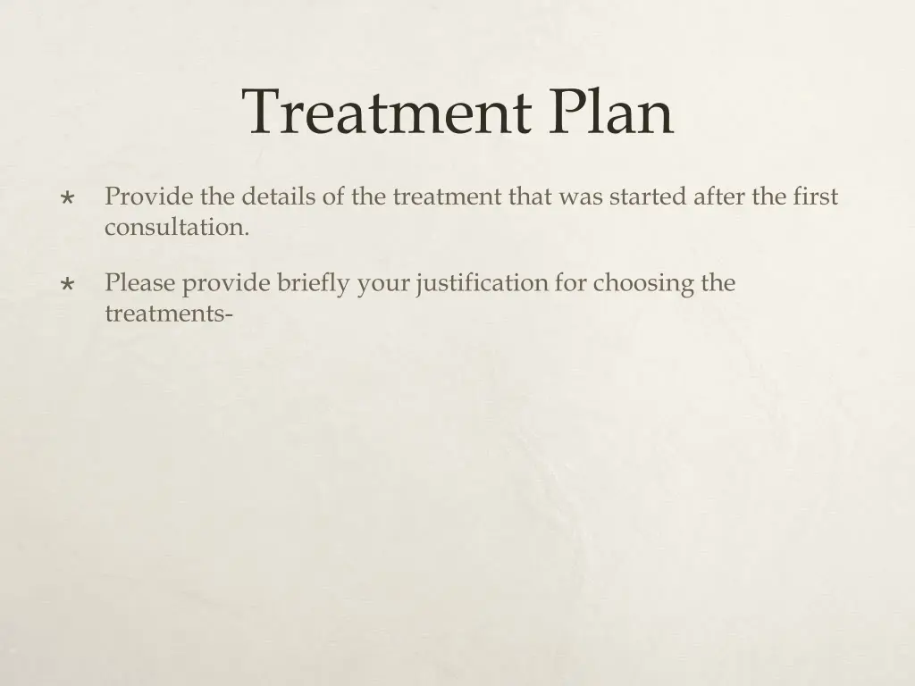 treatment plan