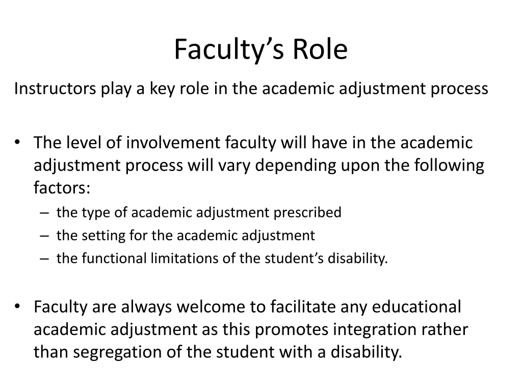 faculty s role