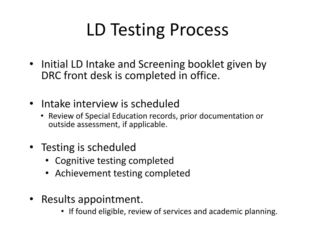 ld testing process