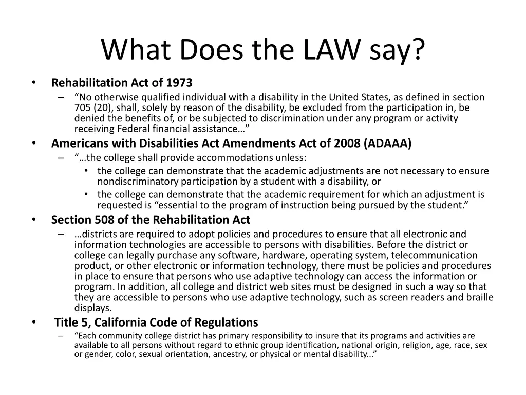 what does the law say