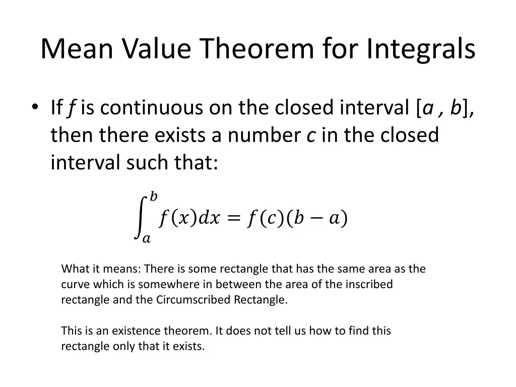 mean value theorem for integrals