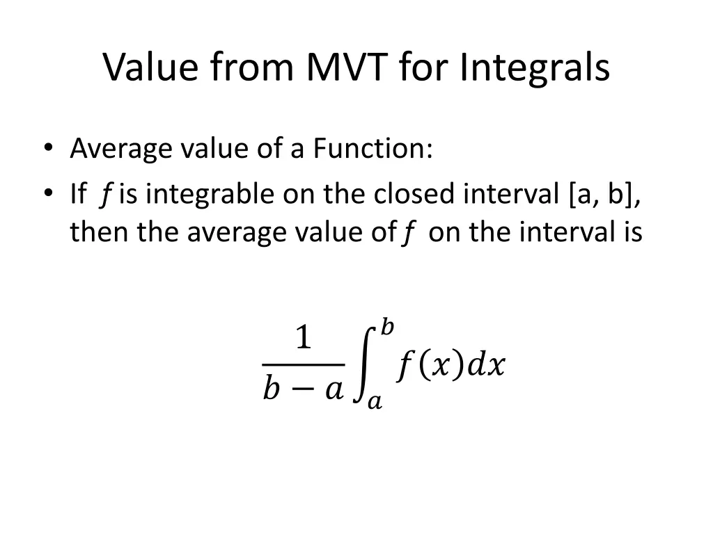 value from mvt for integrals