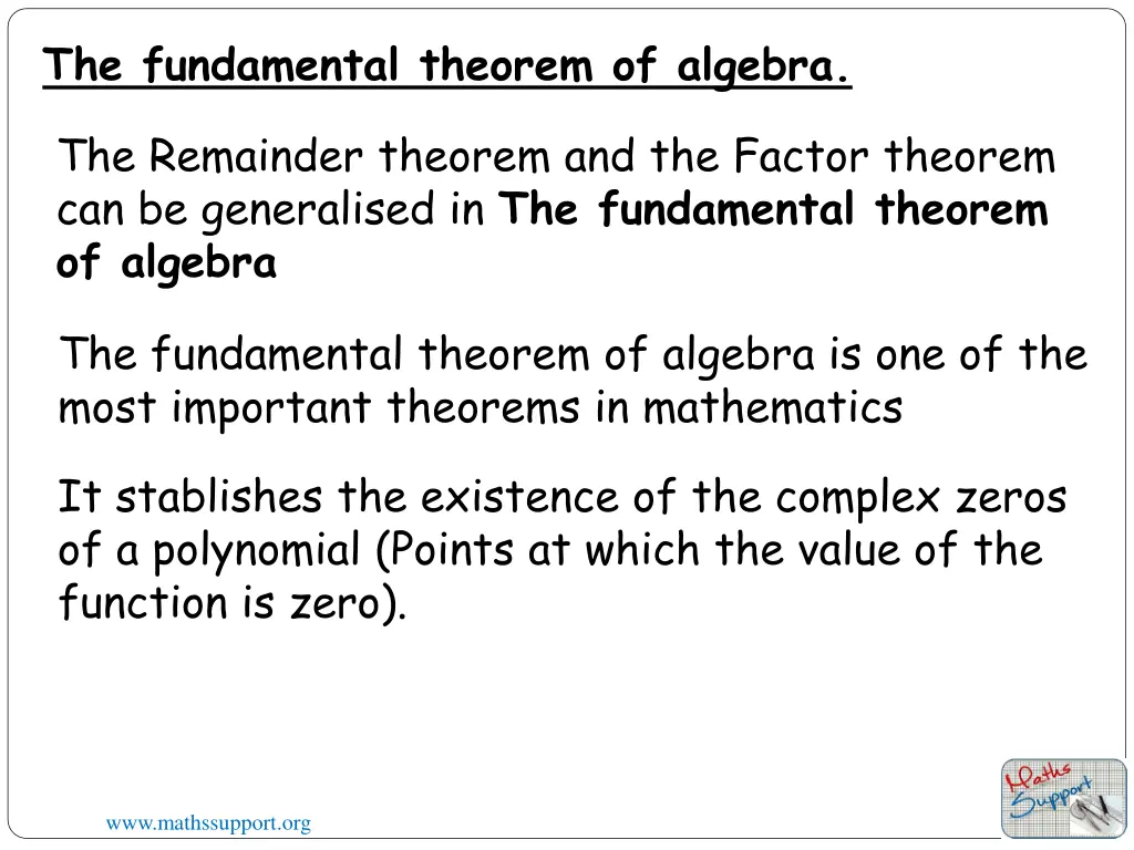 the fundamental theorem of algebra 1