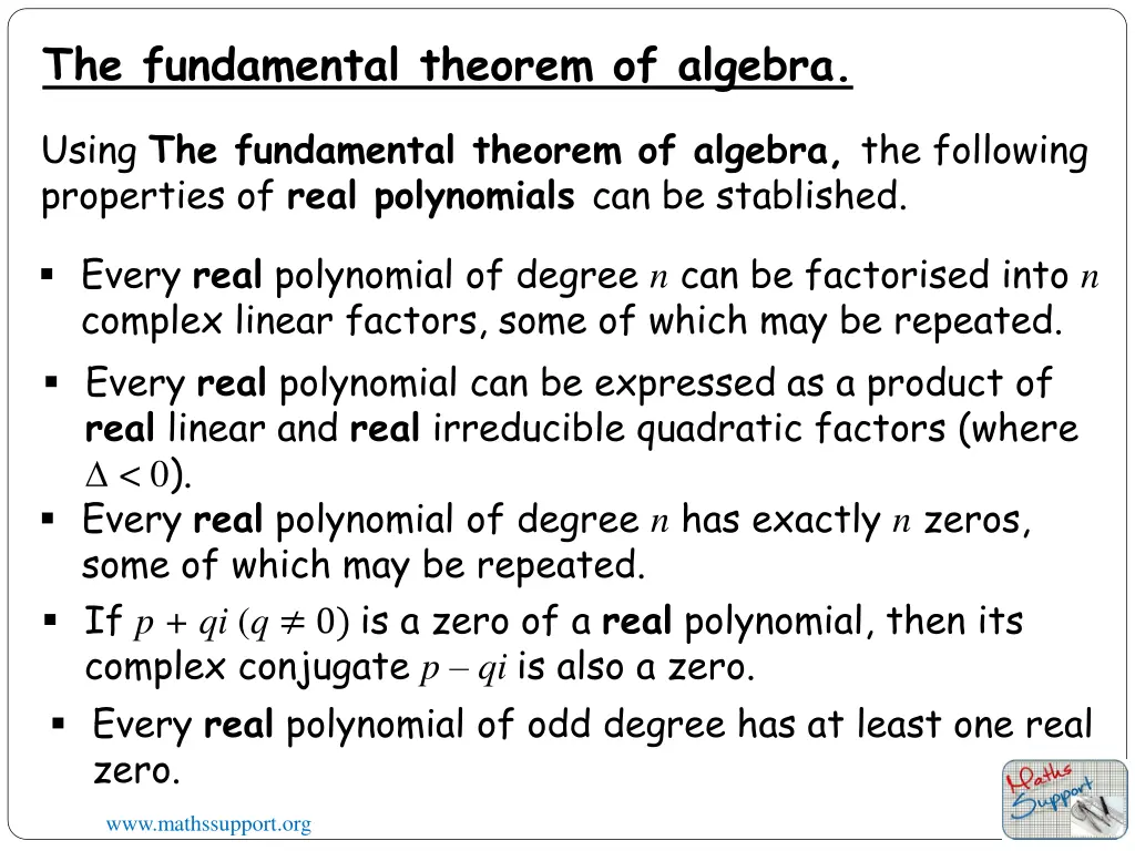 the fundamental theorem of algebra 2