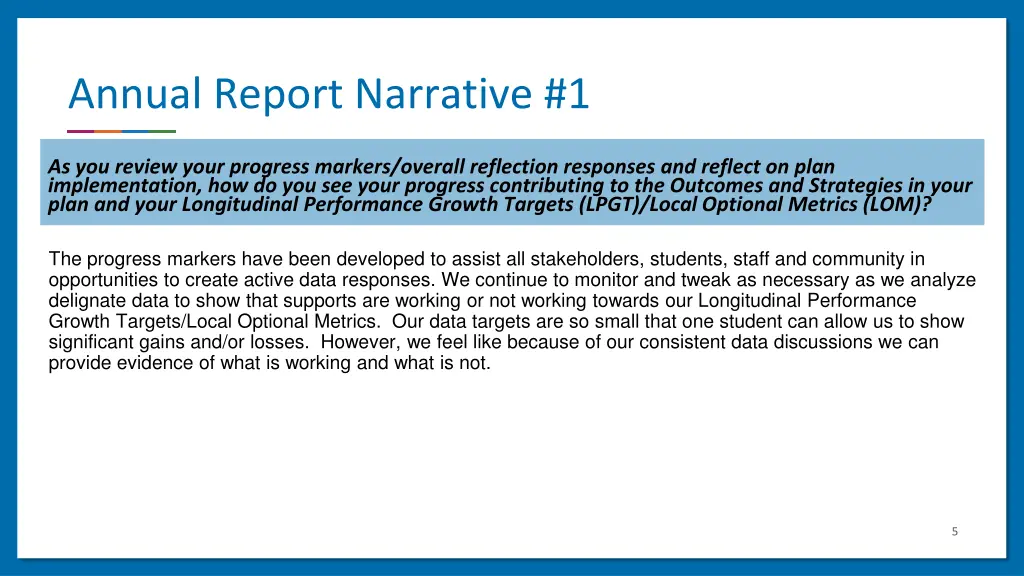 annual report narrative 1