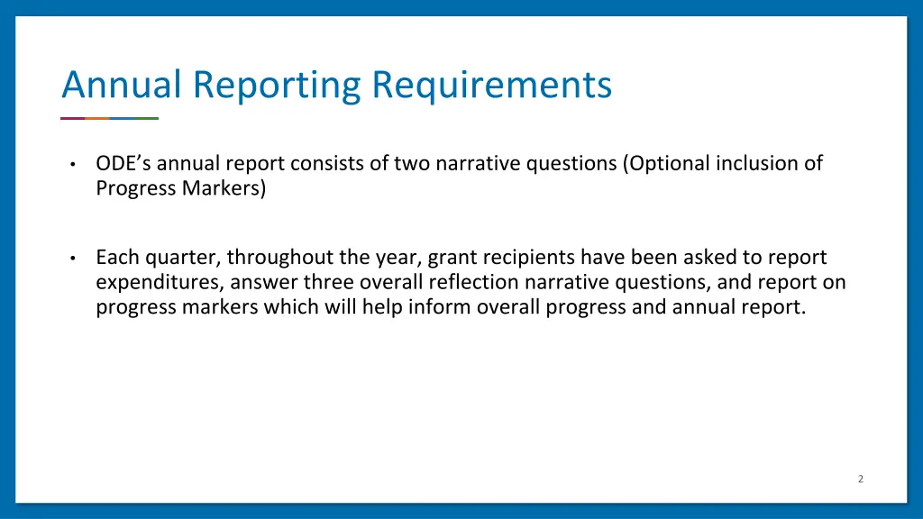 annual reporting requirements