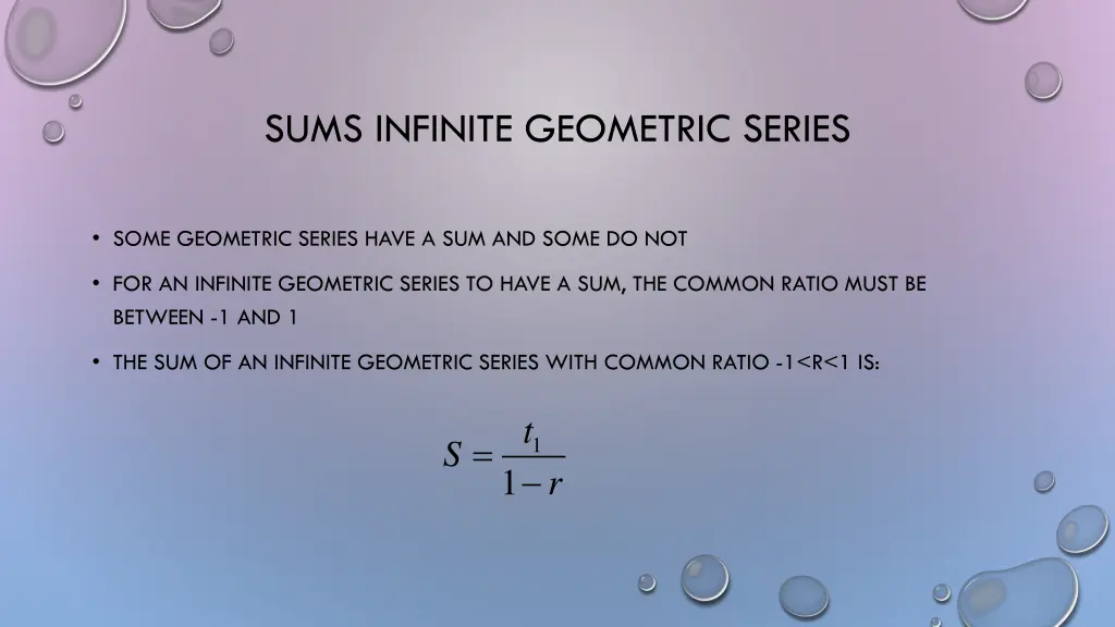 sums infinite geometric series