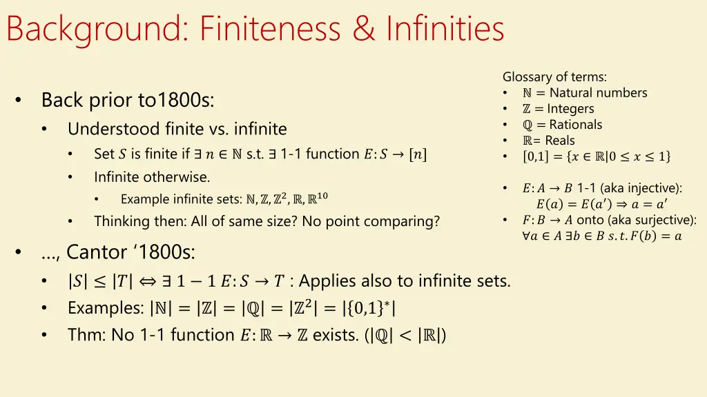 background finiteness infinities