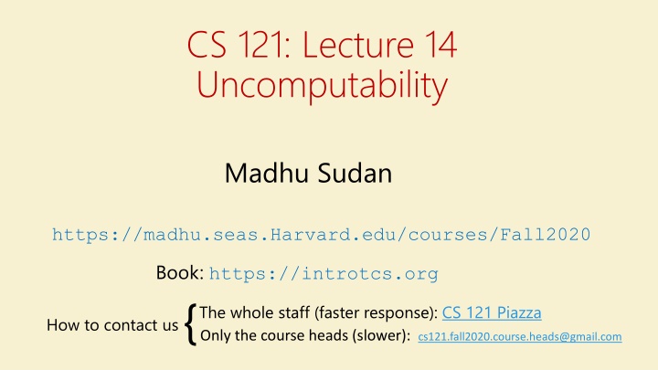 cs 121 lecture 14 uncomputability