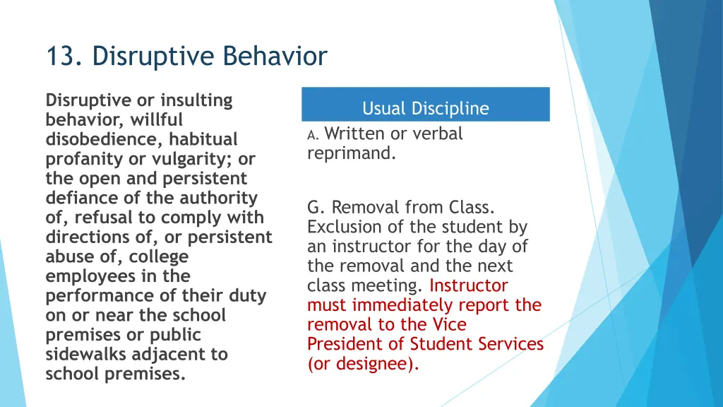 13 disruptive behavior