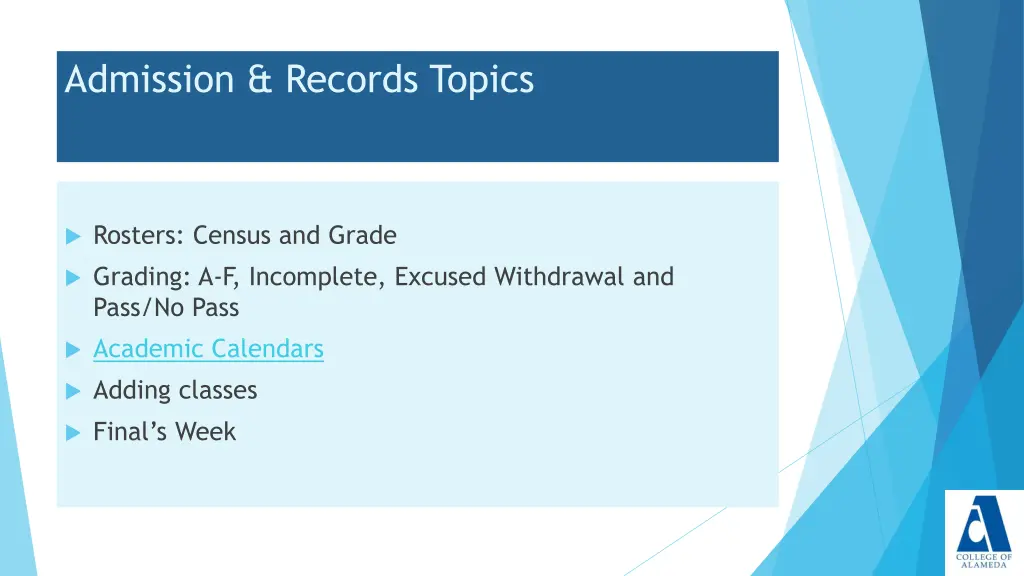 admission records topics