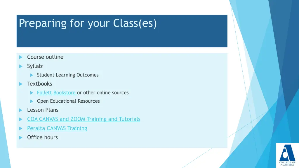 preparing for your class es