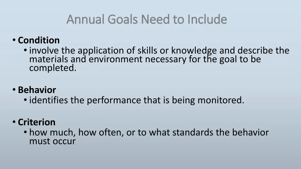 annual goals need to include annual goals need 1