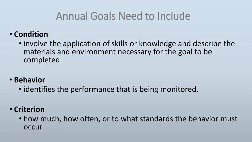 annual goals need to include annual goals need