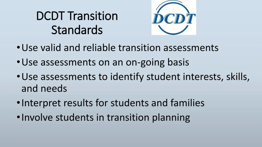 dcdt transition dcdt transition standards