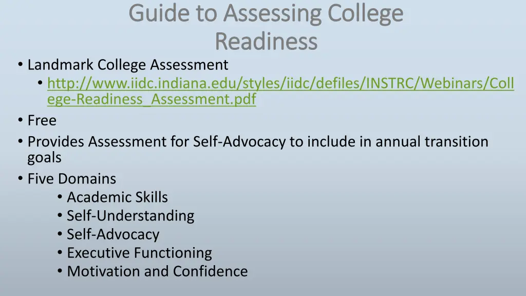 guide to assessing college guide to assessing