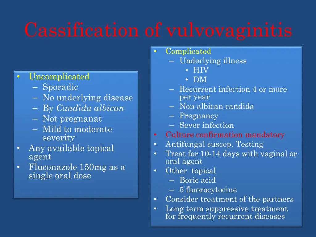 cassification of vulvovaginitis