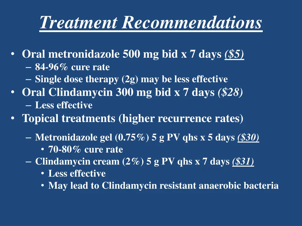 treatment recommendations