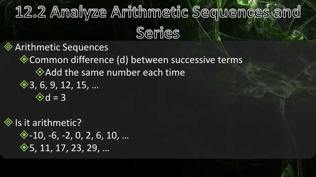 12 2 analyze arithmetic sequences and series
