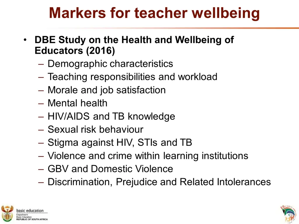 markers for teacher wellbeing
