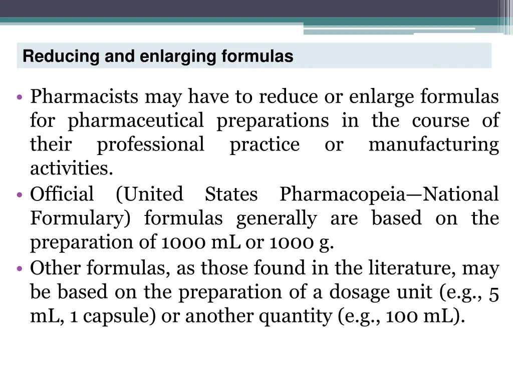reducing and enlarging formulas