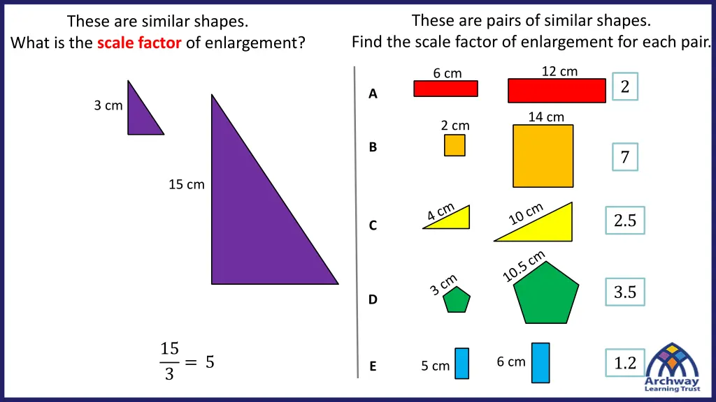 these are pairs of similar shapes find the scale
