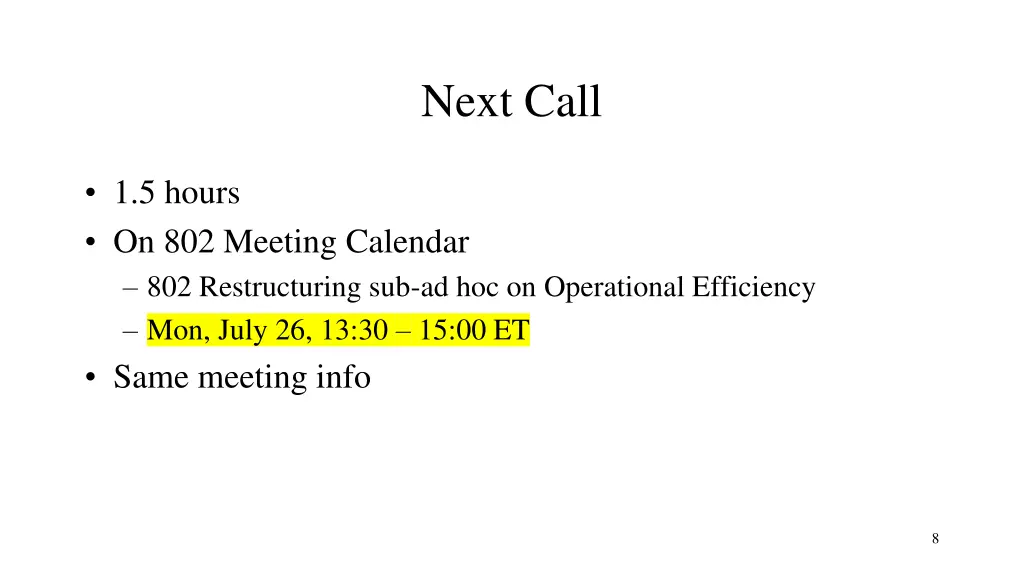 next call