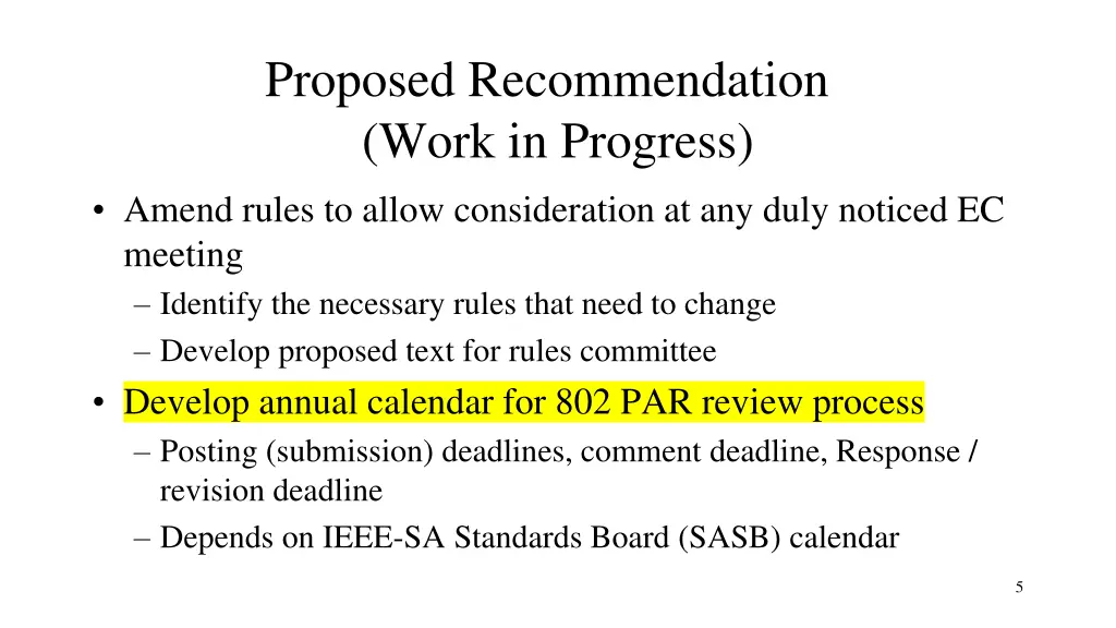 proposed recommendation work in progress