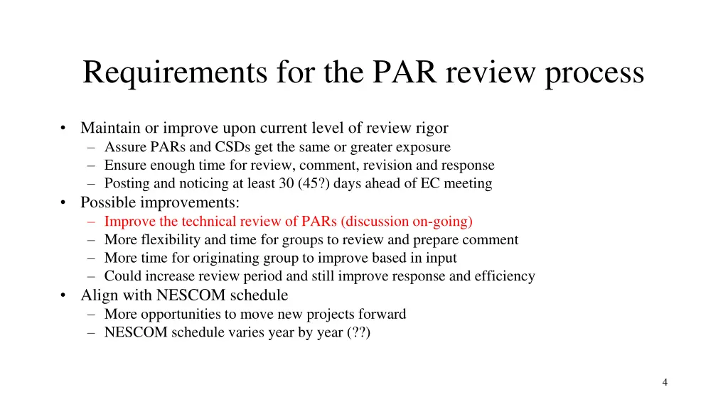 requirements for the par review process