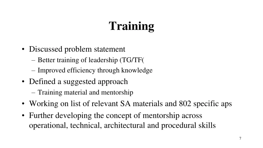 training