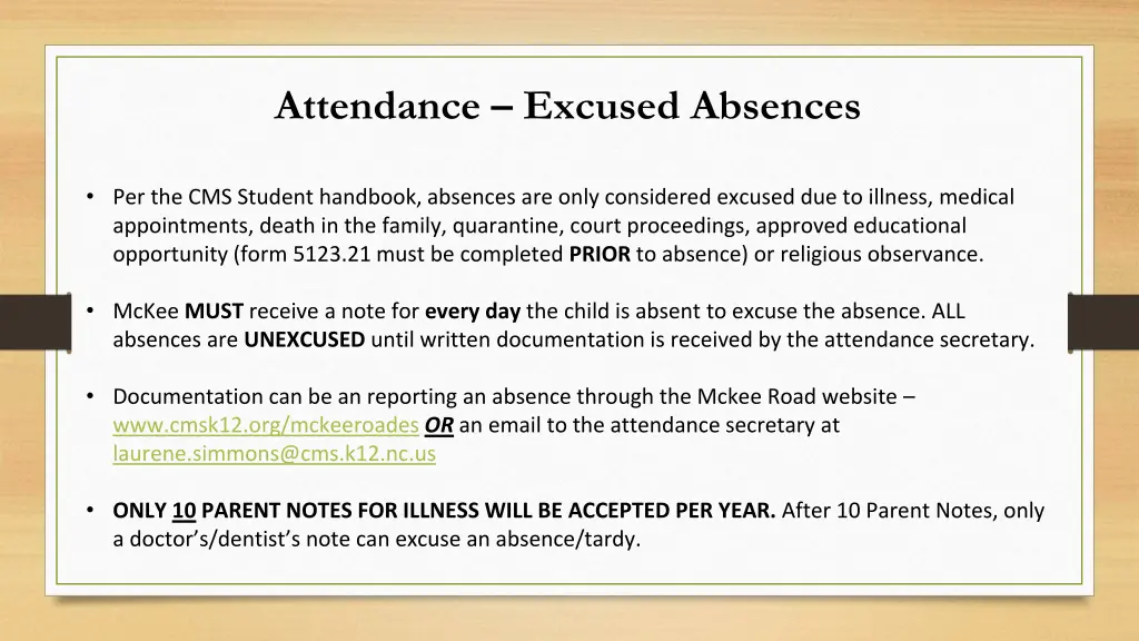 attendance excused absences