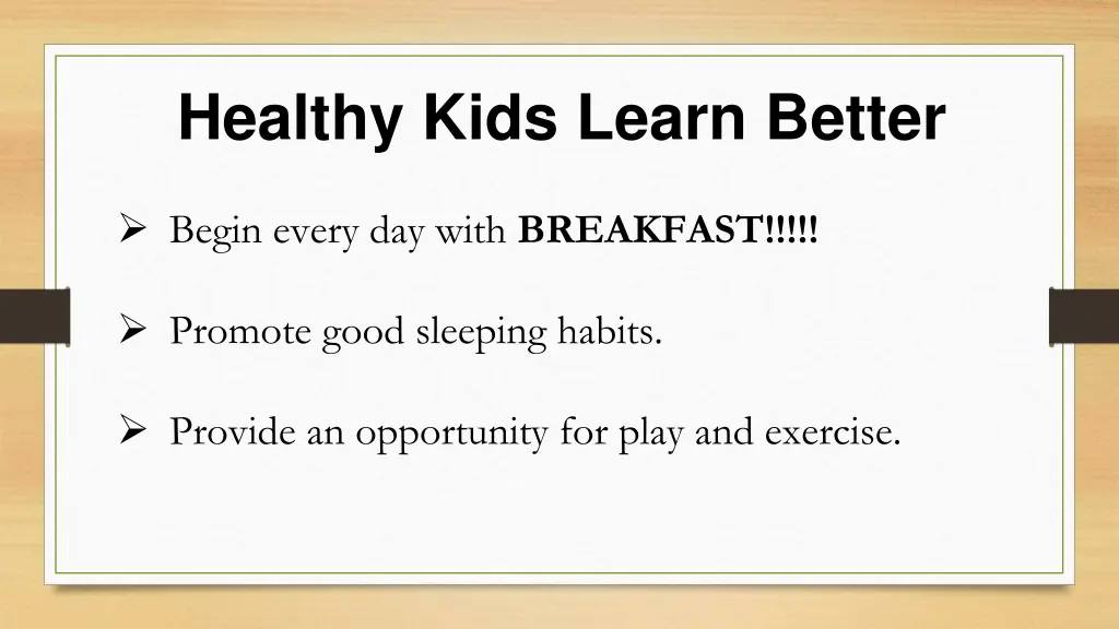 healthy kids learn better