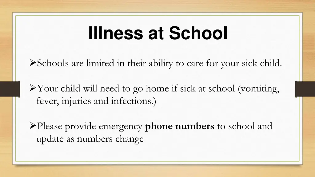 illness at school