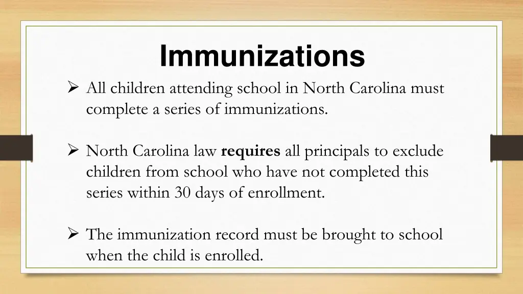 immunizations all children attending school