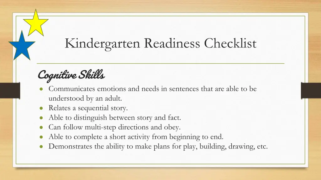 kindergarten readiness checklist 1